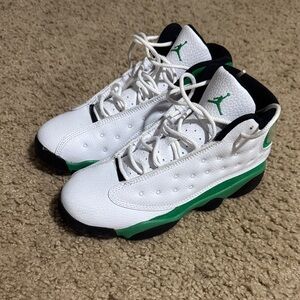 Jordan Kids White and Green Sneakers